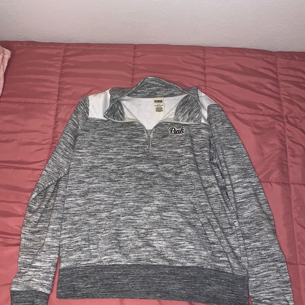 PINK 3/4 Zip Gray Pullover size S